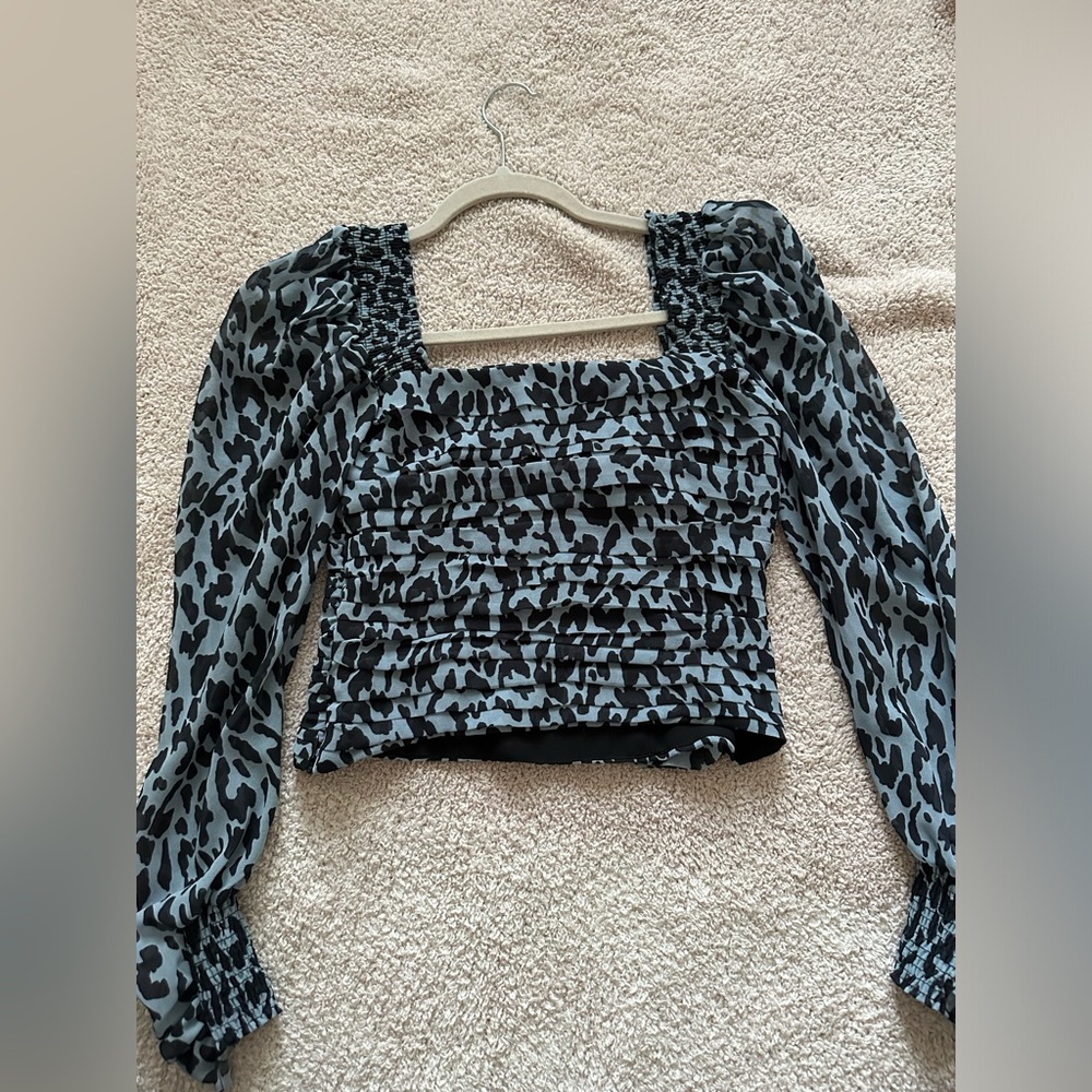 Zara Blue Leopard Print Top